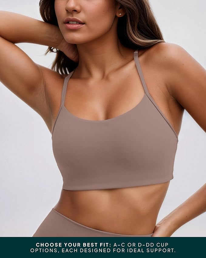 PAVOI ACTIVE Yoga Racerback Bras for Women - Buttery Soft Low Support Scoop Neck Y-Back Thin Strap Sports Bra - FlexFlow