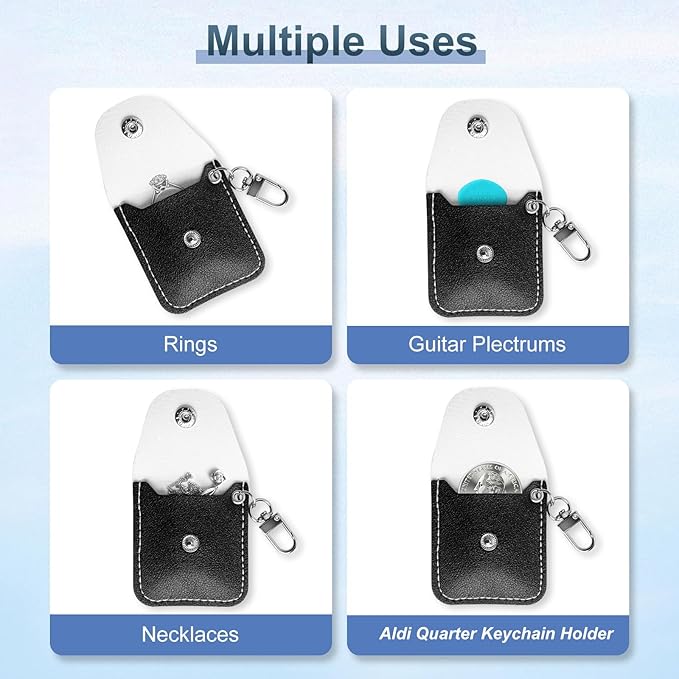 Leather Ring Holder Keychain for Gym, Portable Jewelry Travel Ring Keeper Case for Wedding ring and Necklaces