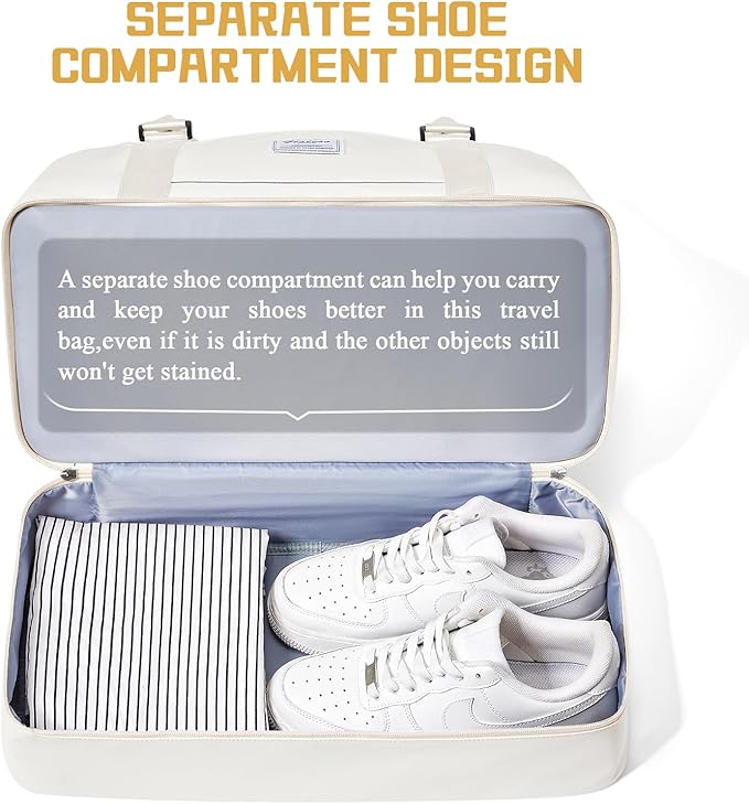 Travel Duffel Bag with Shoes Compartment, Overnight Weekender Bags for Women,Carry on Personal Item Bag