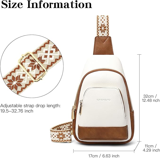 GAEKEAO Small Crossbody Sling Bag for Women Trendy Crossbody Purse Vegan Leather Fanny Packs Chest Bag Backpack