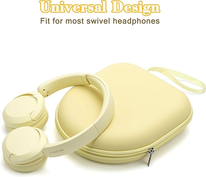 Ginsco Universal Headphone Case Compatible with JBL Tune 510BT 720BT, Sony WH-CH 720N/WH-CH520, with Sony/JBL/Soundcore Life Q20i Q30/BERIBES/TOZO/KVIDIO etc Wireless Headphones (Butter Yellow)