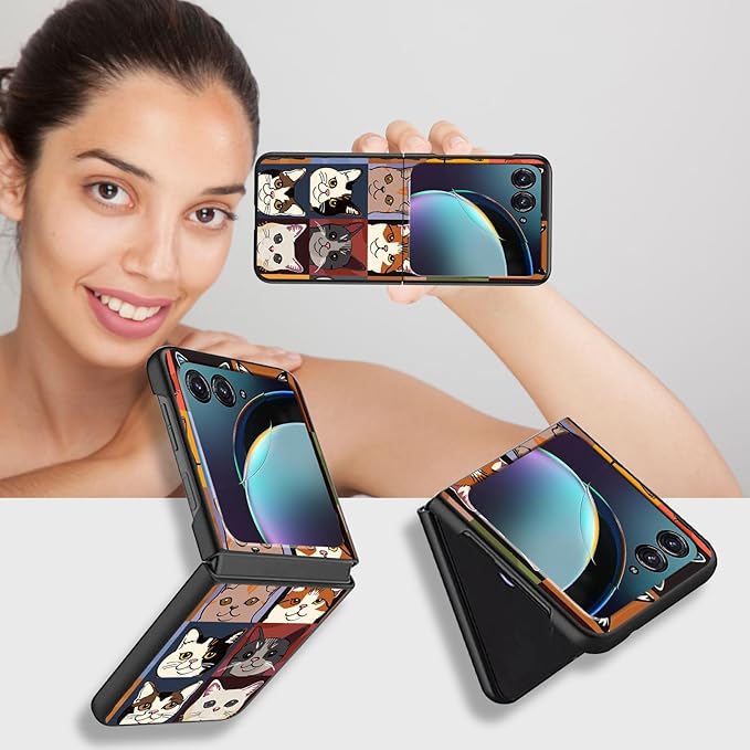 for Motorola Razr Plus 2025 Case,for Razor Plus 2025 Phone Case Cute Slim Hard PC Ultra-Thin Anti-Scratches Shockproof Protective Cover,Cartoon Cat