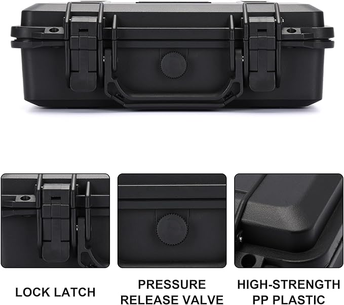Mayouko Portable Tool Box with Shock- Proof Sponge, Water Proof Grade IP67, Waterproof Hard Case with Foam Insert, Shockproof Carrying Case, Explosion Proof Box, 11.6"L×8.3"W×3.9"H