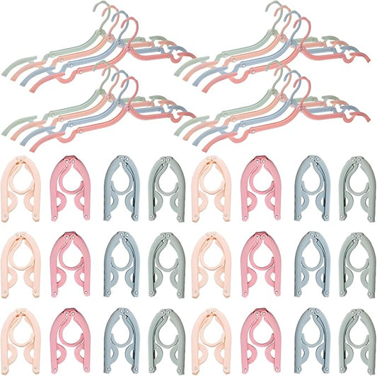 40 Pcs Set Multicolor Foldable Hangers, Multi Travel Hangers Foldable Lightweight for Suitcase, Compact Plastic Design, Plastic Hanger for Trip