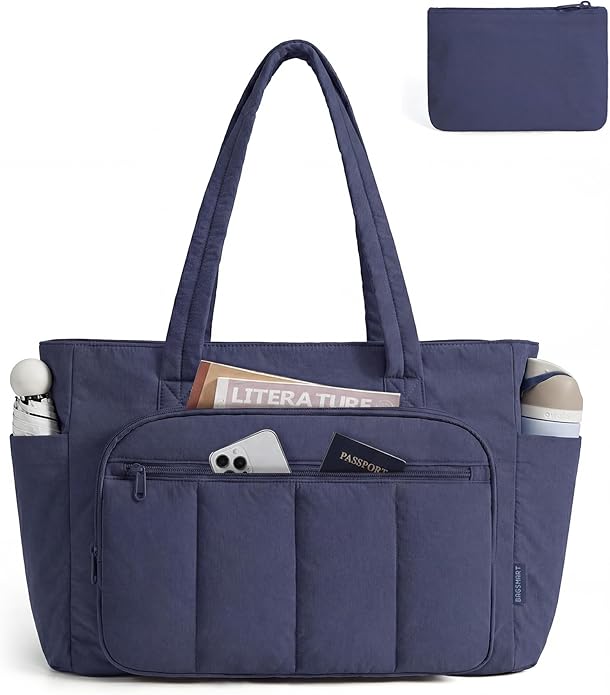 BAGSMART Tote Bag for Women, 2 Set Tote Bag with Zipper, Quilted Nurse Handbags for Work Travel College | 20L Capacity