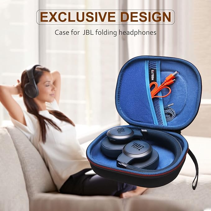 LTGEM Case Compatible with JBL Tune 770NC / 510BT / 720BT / 520BT / 520C / 670NC, for JBL Live 770NC / 670NC / 680NC / 780NC Headphones, Black+Blue