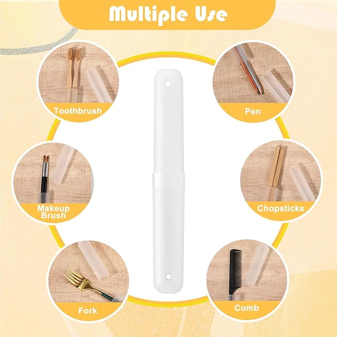 CHENGU 40 Pieces Travel Toothbrush Holder Case Portable Plastic Clear Case Holder Toothbrush Carrier Cover Storage Bulk Containers for Traveling Camping Bathroom Business School(White)