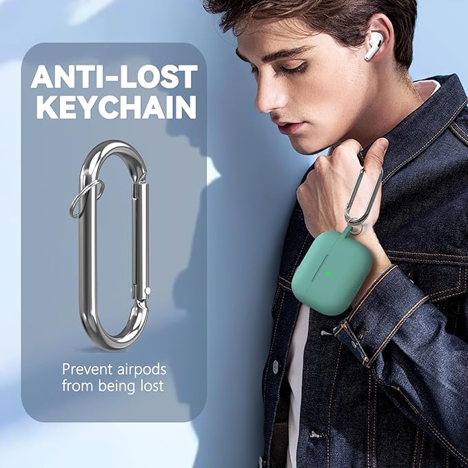 Ljusmicker for AirPods 4 Case 2024 with Cleaner Kit,Soft Silicone Protective Cover for Apple AirPods 4th Generation Cases for Women Men,for AirPod 4 Case Accessories with Keychain-Magnetic Green