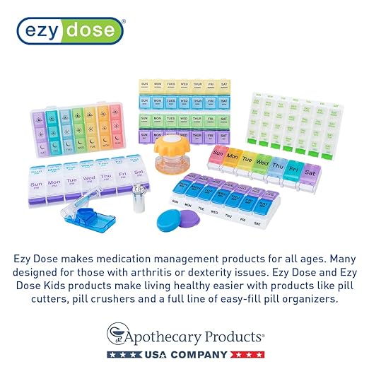 EZY DOSE Weekly (7-Day) AM/PM Pill Case, Medicine Planner, Vitamin Organizer, Small Pop-Out Compartments, 2 Times a Day, Black and Clear Lids (Pack of 2)