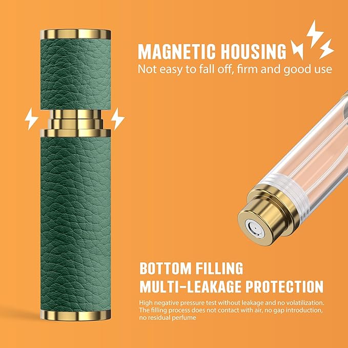 Travel Perfume Bottle Refillable, 5ml Perfume Atomizer, Portable Size Cologne Sprayer, Mini Empty Fragrance Spray Bottle (Green)