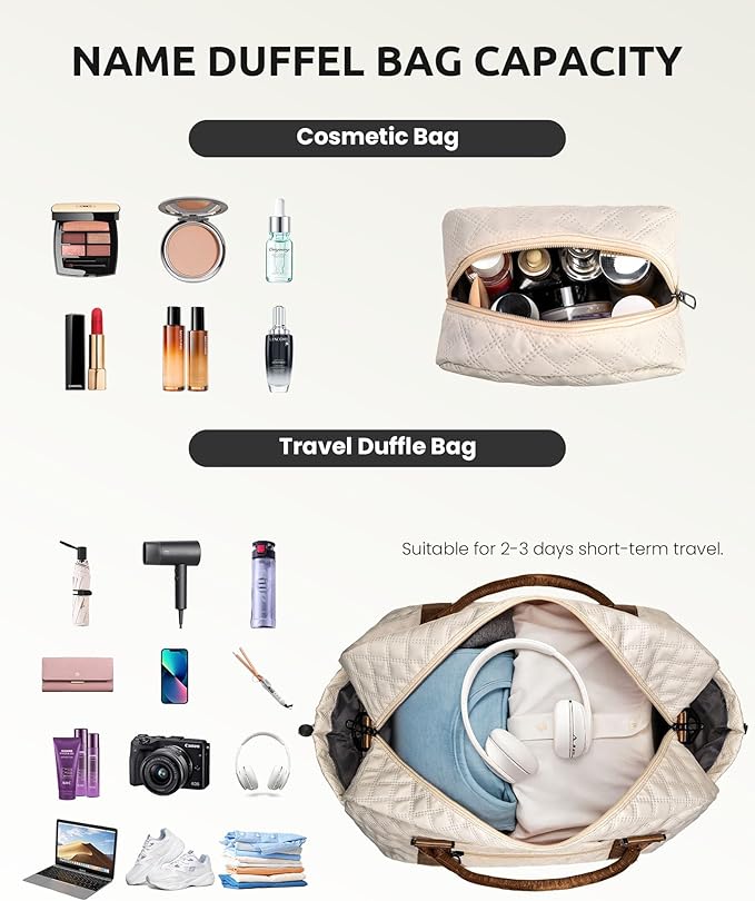 Birthday Gift-Initial Duffle Bag with Shoe Compartment, Personalized Gift Weekender Bag, Overnight Bag for Women with Wet Pocket, Travel Bag with Makeup Bag Gifts for Grandma (Letter K)