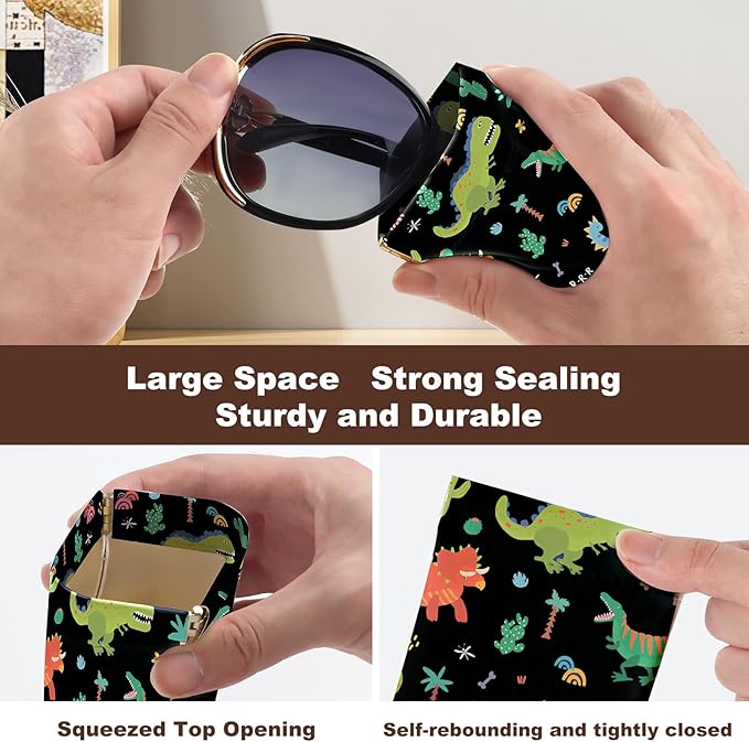 Anikathy 2Pcs Sunglass Eyeglass Glasses Case Soft PU Leather with Cleaning Cloth Cute Glasses Pouch Bag for Men Women Girs