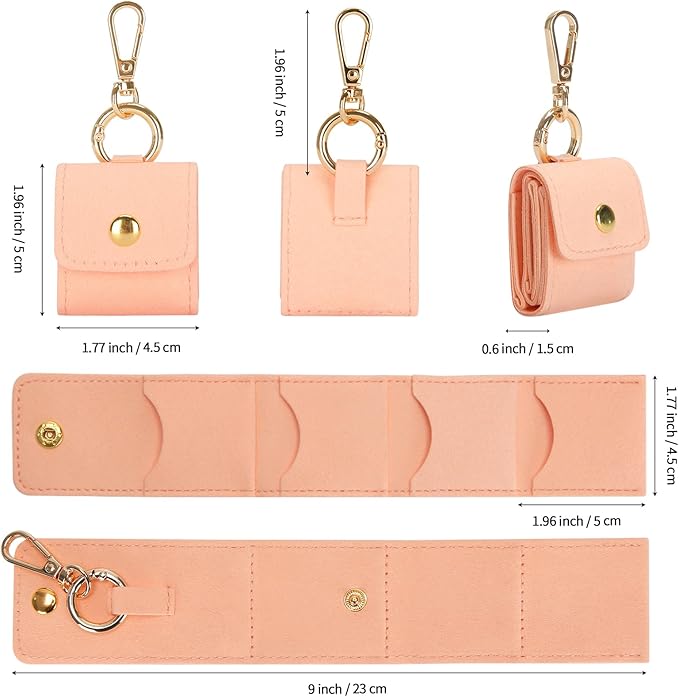 KUKUVR Mini Jewelry Holder Pouch with Keychain, Portable Travel Jewelry Organizer Box for Rings Earrings Necklace Stud, Small Velvet Jewelry Storage Bag for Gym Women (Pink)