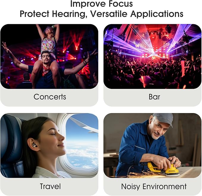 Ear Plugs for Sleeping Noise Cancelling, Soft Ear Plugs for Concert, 45dB Reusable for Noise Reduction with 8 Ear Tips, Silicone Hearing Protection Earplugs for Sleep, Work(Graphite)