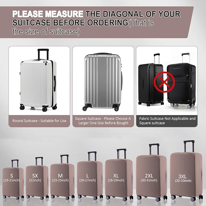 Travel Luggage Cover - Scratch-Resistant Fit 19-31 Inch, Khaki, L(26-27 inch)
