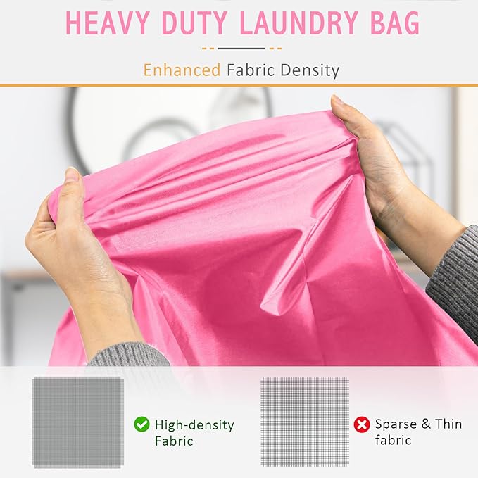 Isink Extra Large Heavy Duty Laundry Bag - 28" x 40", Travel Laundry Bag for Dirty Clothes (Pink)