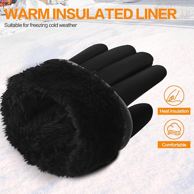 FEWTUR Winter Waterproof Gloves for Women and Men - Thermal Gloves with Touchscreen Fingers, Warm Gloves for Running, Bike and Hiking Cold Weather