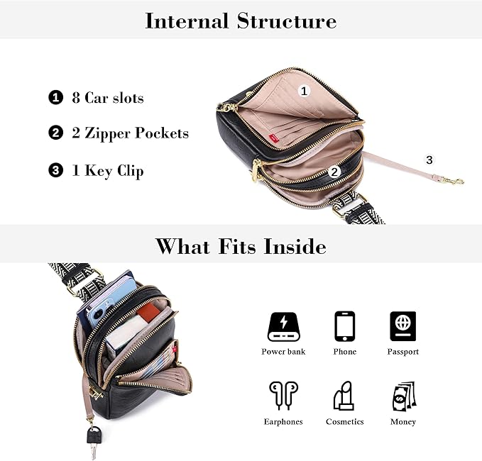 INICAT RFID Blocking Sling Bag, Anti Theft Crossbody Bag for Women Compact Travel Purses Leather