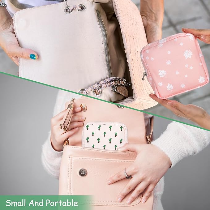 ElevateTech Sanitary Napkin Storage Bags, 4 Pcs Pad Bag for Period Tampon Bags Portable Menstrual Pad Pouch Feminine Pouch First Period Bag Gifts for Women