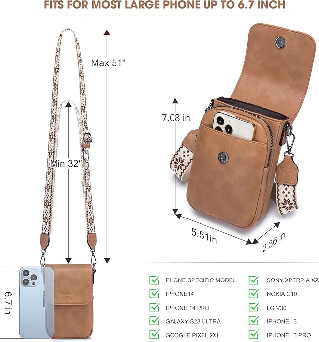 POIUGOYA Crossbody Bags for Women,Small Crossbody Purse with Triple Compartments,Cell Phone Wallet with Card Slots for Travel | Small