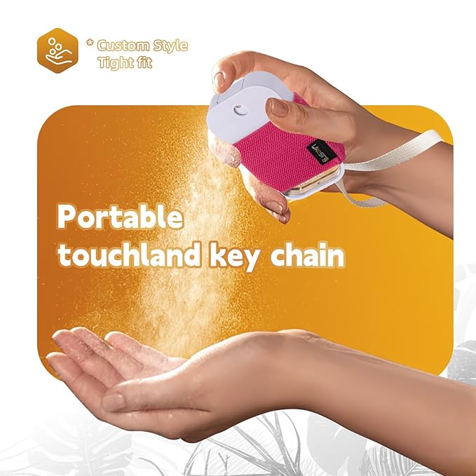 Likesing Hand Sanitizer Spray Sleeve Compatible with T0uch-land, 4 Elastic Handsanitizer Travel Size Holder with Keychain and Wrist Strap for t0uch'land Case for Glow Mist and Power Mist(WGPR)