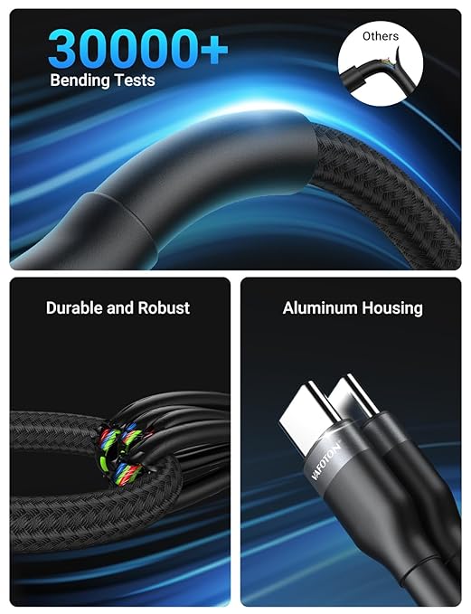 PD 60W Short USB C Cable (2 Pack), Keychain 6 Inch USB C Cable/Nylon Braided Type C to Type C Cables/Fast Charging Cables for 1Phone17/16/15 Series, 1Pad Pro/Air, Samsung Galaxy Series, Google Pixel