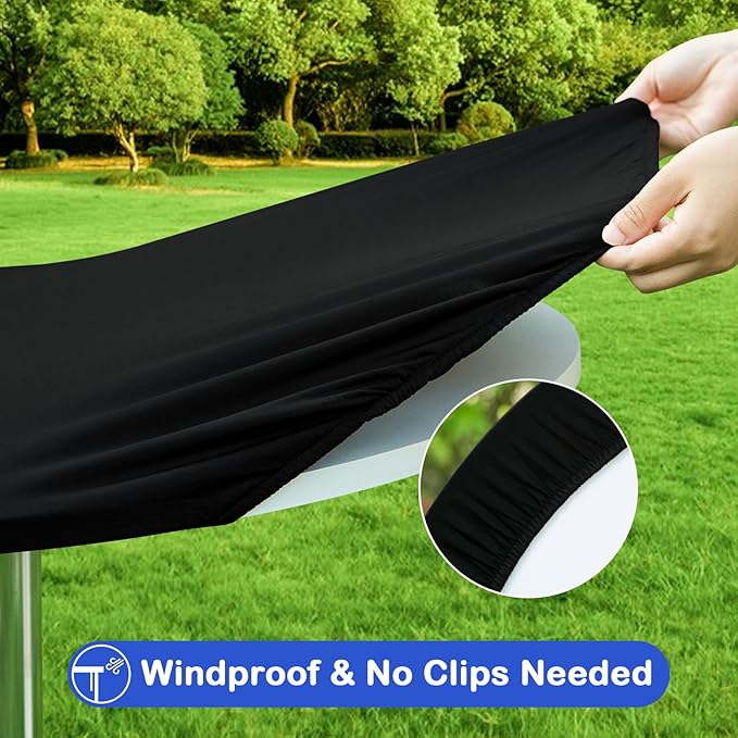 Wolkemer 2 Pack 3 Foot Black Fitted Tablecloth 36 Inch Round Elastic Edges Table Cloth, Spandex Stretch Table Cover with Machine Washable Fabric for Wedding Party Picnic Dining Indoor Outdoor