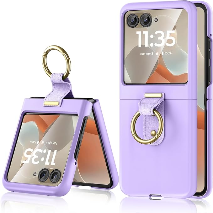 Maxdara for Motorola Razr 2026/2025 Case with Ring [Not Fit Razr Plus 2026], Moto Razr 2026 Case with Built-in Screen Protector Slim Thin Cover(Purple)