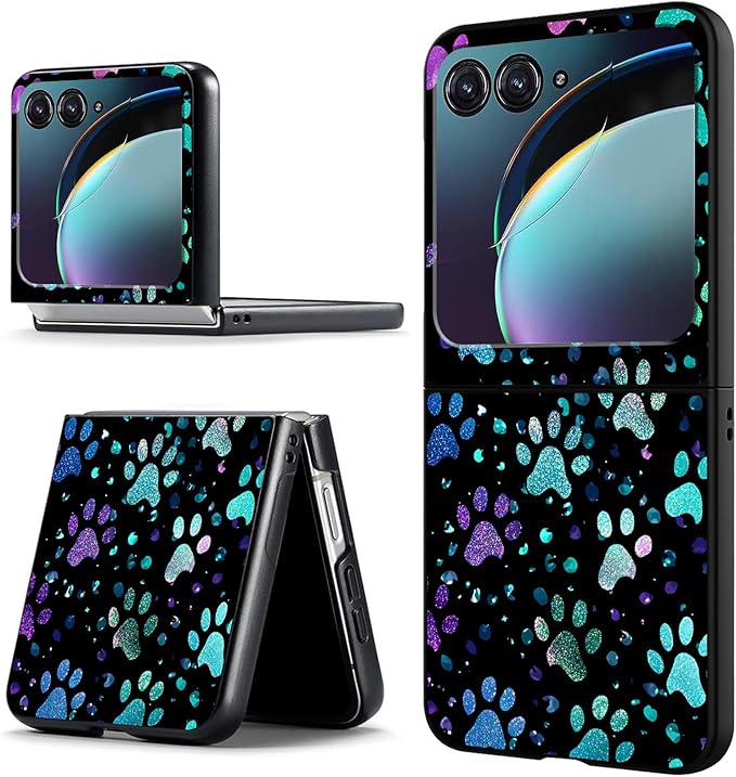 for Motorola Razr 2025 Case,for Moto Razr 60 Phone Case Cute Slim Hard PC Ultra-Thin Anti-Scratches Shockproof Protective Phone Cover,Green Paw Footprint