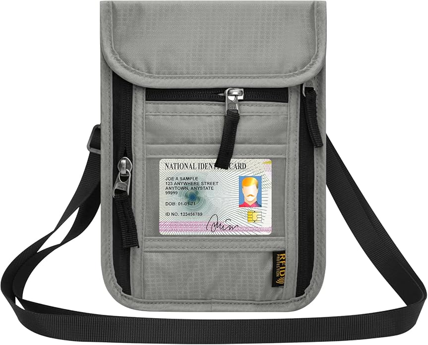HOTEMIA Neck Wallet for Travel,Passport Holder Neck Pouch for Men Women with Adjustable Neck Strap and RFID Blocking