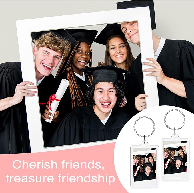 Yaomiao Acrylic Photo Frame Keychain Holder Photo Picture Insert Blank Keyring for DIY Craft