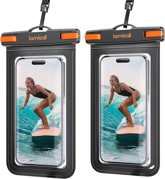 Lamicall Large Size Waterproof Phone Pouch Case - [ Big Case Friendly ] for Galaxy S25 Ultra, S22 23 S24 Ultra with Case, for iPhone 17 16 15 14 13 Pro Max, Swimming Equipment Bags for 7.5"