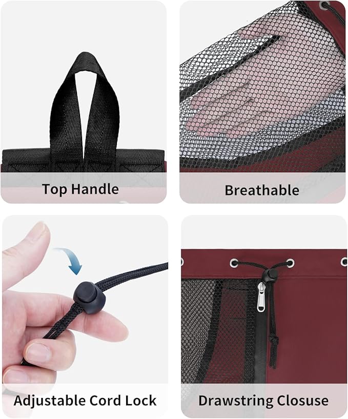 WANDF Swim Bag Mesh Drawstring Backpack with Wet Pocket for Swimming, Gym, and Workout Gear