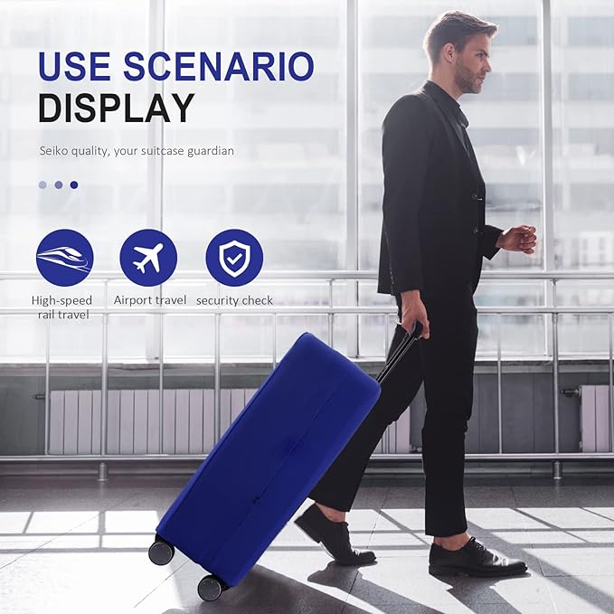 Travel Luggage Cover - Scratch-Resistant Fit 19-31 Inch, Blue, L(26-27 inch)