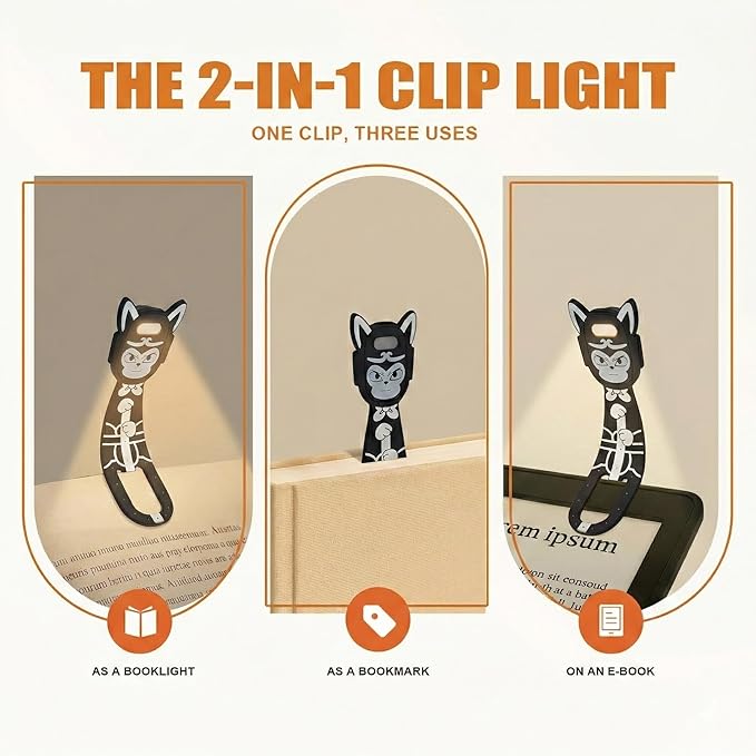 Rechargeable Kids Book Light, Cute Bookmark Reading Light for Kids, Dimmable Portable LED Book Light for Reading in Bed, Eye-Caring Bedtime Reading Lamp for Children & Travel, Monkey