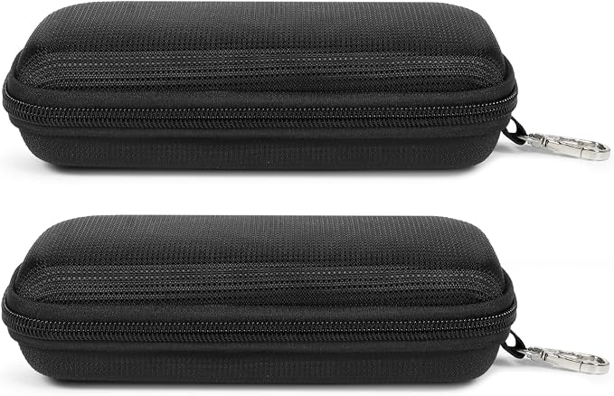 Double Eyeglasses Case Hard Shell Dual Sunglasses Organizer with Zipper Closure Travel Eyewear Storage for Vehicle