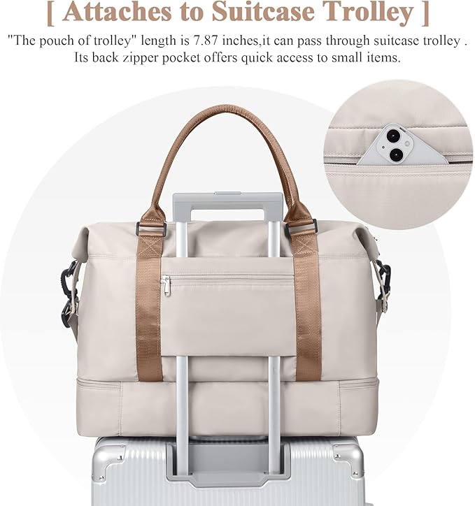 Travel Duffel Bag with Shoes Compartment, Overnight Weekender Bags for Women,Carry on Personal Item Bag，Extra Large