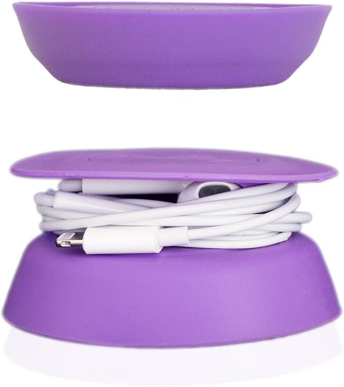 Budley - Tangle-Free Earphone/Earbud Case, Compact Storage System, Silicone (Purple, Set of 1)