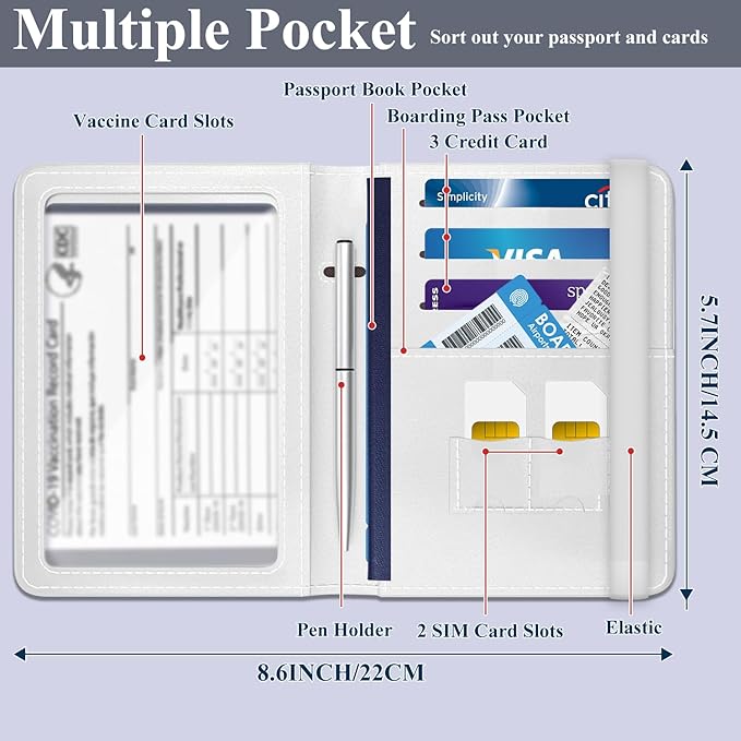 Passport Holder for Travel Essentials, RFID Premium Leather Passport Wallet Cover Case for Travel Must Haves Accessories, Passport Book Holders for Women Men Cute Flower Cows