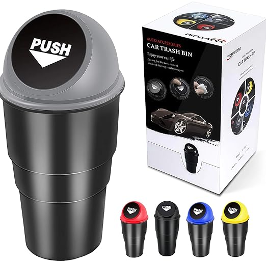Cup Holder Trash Can, Leakproof Car Trash Can with Lid, Trash Bin for Car Accessories, Mini Garbage Bin Organizer for Automotive Office Home Kitchen, Applicable to Women and Men