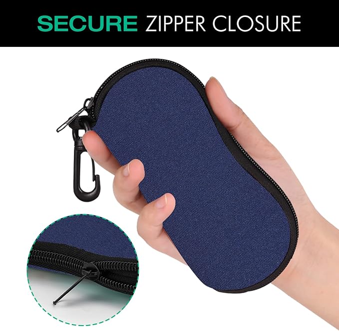 MoKo Sunglasses Soft Case Ultra Light Neoprene Zipper Eyeglass Case for Men Women