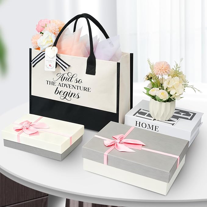 BAGAIL Initial Tote Bag, Personalized Birthday Gifts for Women, Teacher, Friends, Mom, Wedding, Monogrammed Beach Bag