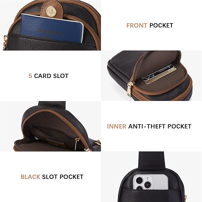 BOSTANTEN Sling Bag Crossbody Bags for Women Trendy Crossbody Purse Leather Chest Bag