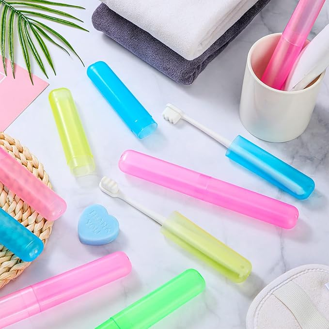 Jeyiour 120 Pcs Travel Toothbrush Holder Bulk Multiple Portable Toothbrush Case Storage Plastic Breathable Toothbrush Travel Containers for Trip Camping Home Outdoor(Classic Style)