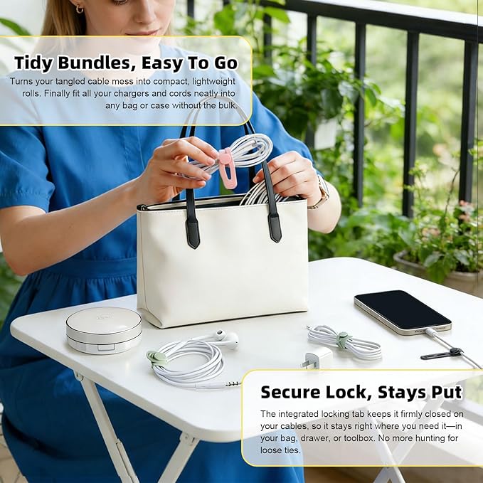 Silicone Cable Ties Reusable, Multipurpose Cable Management Organizer, Adjustable Fastening Cable Straps with Locking Buckles, High Elasticity Cord Organizer, Travel Essentials, 7 Colors