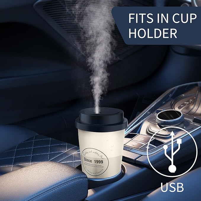 Portable Small Humidifier, Auto Shut-Off USB Personal Desktop Humidifier for Car, Office Room, Bedroom