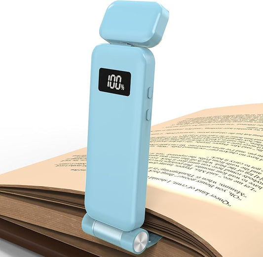 KTEBO Rechargeable Book Light with Clip & Battery Indicator, 9 Luminescence Modes, USB-C Portable 1.6 oz Ultralight Lamp for Night Reading in Bed, Readers - Blue