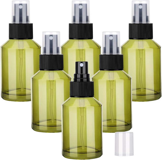 Segbeauty 6pcs 2oz Perfume Travel Refillable Bottles, Small Travel Size Spray Bottle for Hair, 60ml Empty Mini Glass Fine Mist Spray Bottles, Green Perfume Cologne Atomizer Sprayer Bottle for Liquids