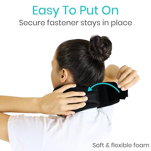 Vive Cervical Collar Neck Brace for Neck Pain and Support for Women & Men - Soft Foam Brace for Pain Relief - Comfortable Corrector Wrap for Posture, Sleeping, Radiculopathy, & Spine (Black, 4 inch)