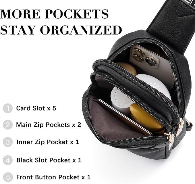 BOSTANTEN Sling Bag Crossbody Bags for Women Trendy Crossbody Purse Leather Chest Bag